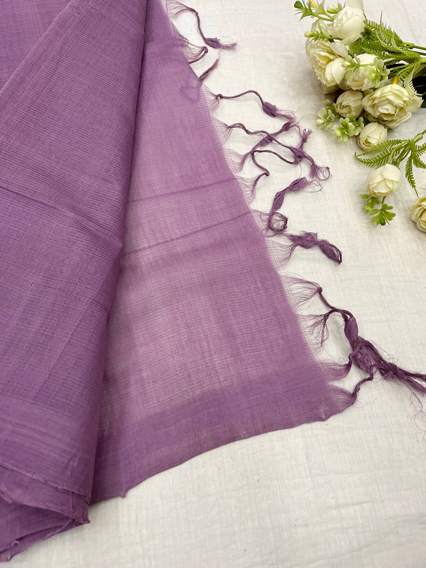 Ash Pink Plain Mangalgiri Saree