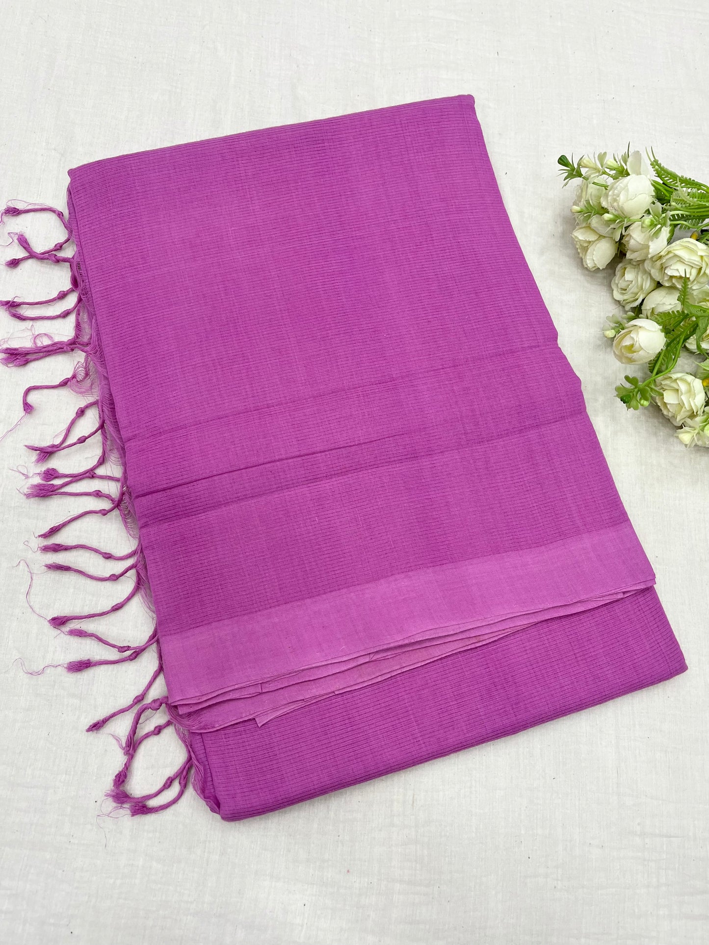 Dusty Pink plain Mangalgiri Saree