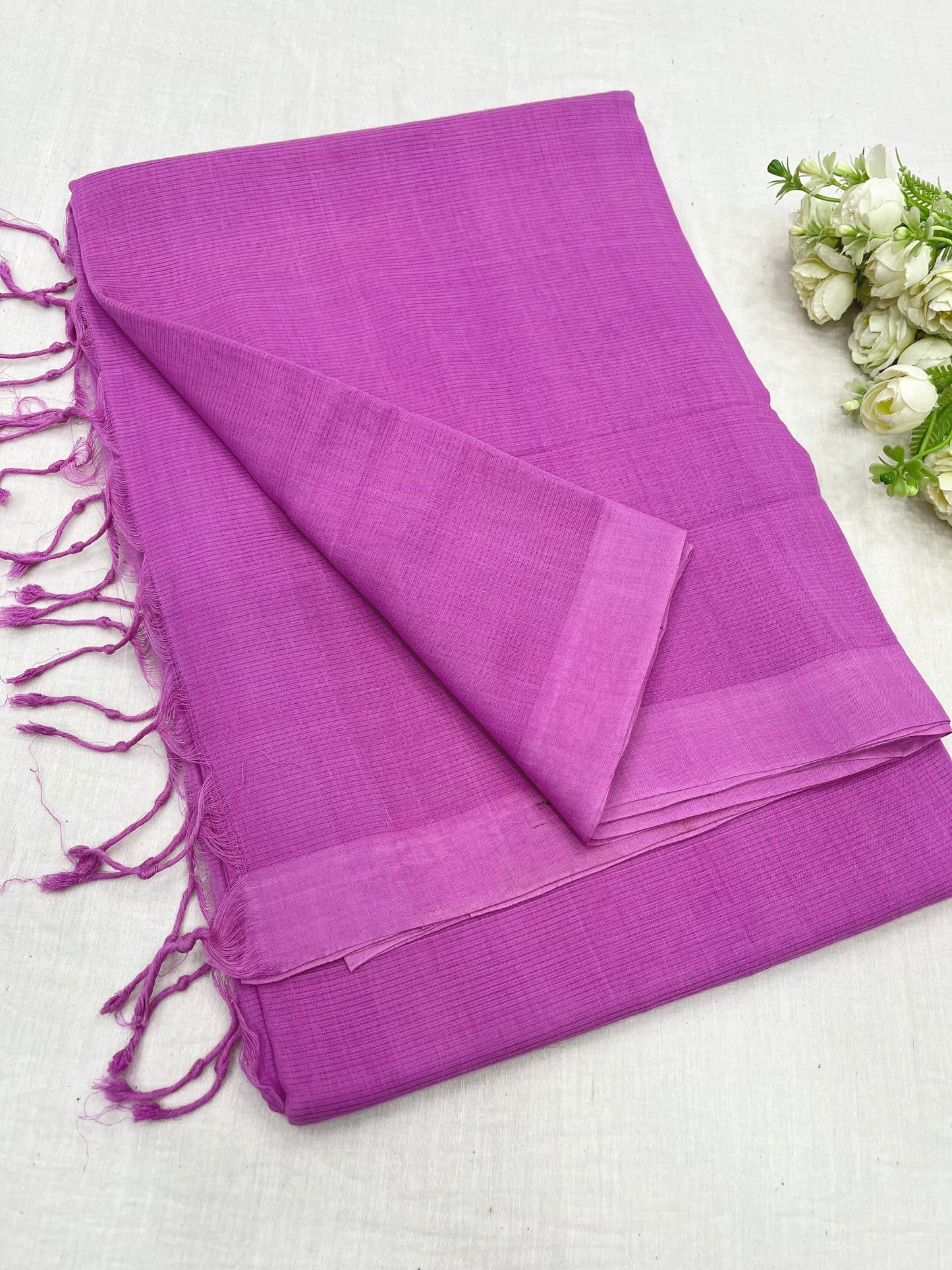 Dusty Pink plain Mangalgiri Saree