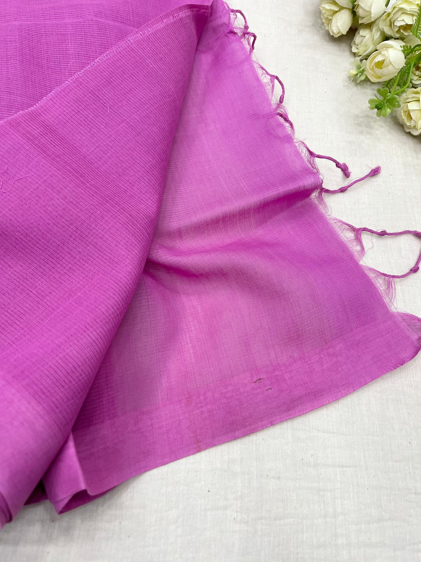 Dusty Pink plain Mangalgiri Saree