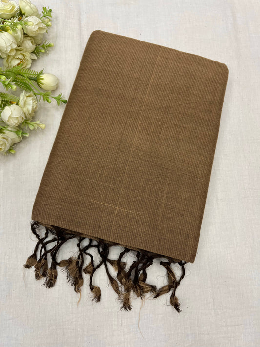 Coffee Cream Plain Mangalgiri Saree