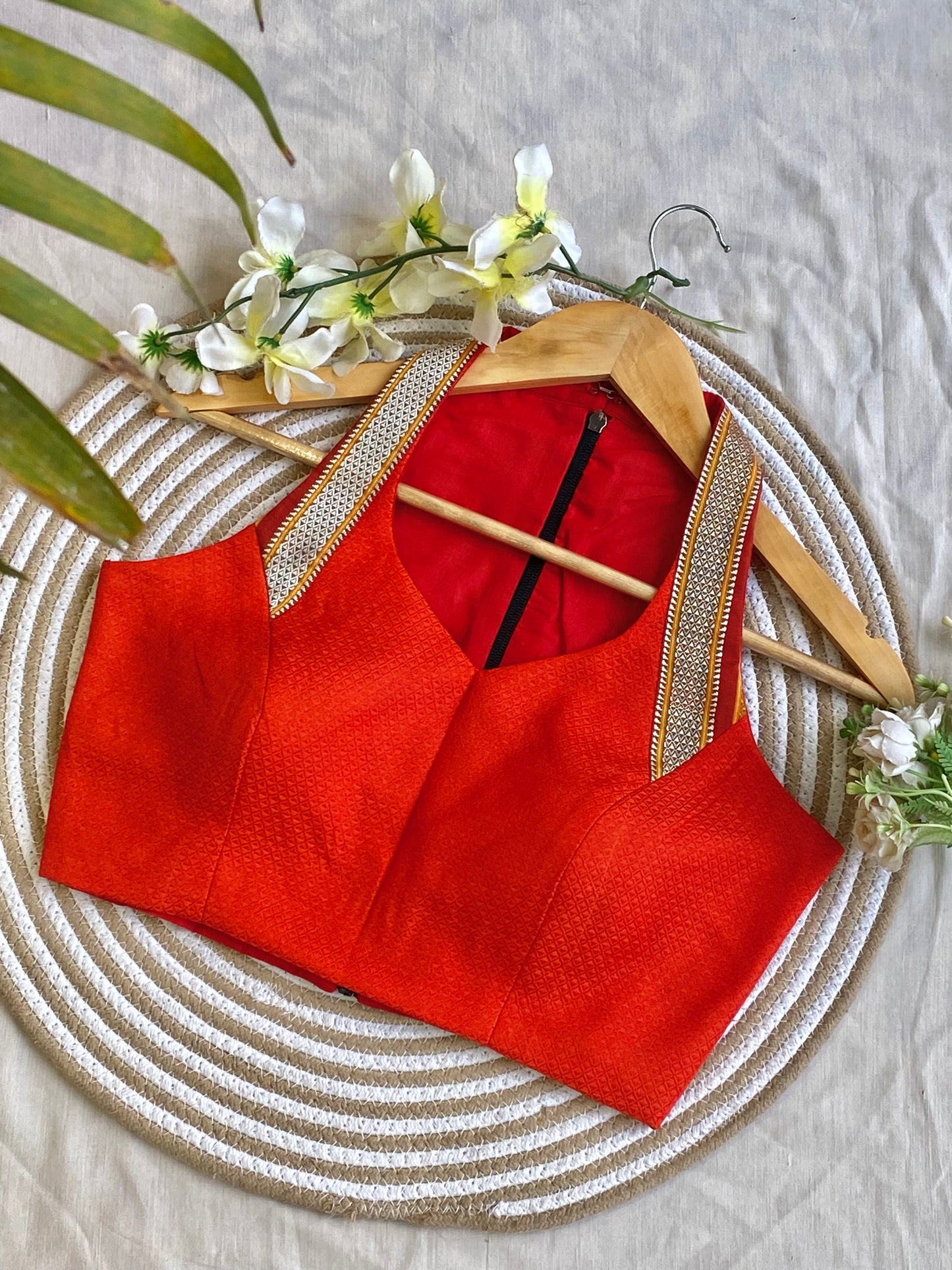 Khun Halter Neck Orange Blouse