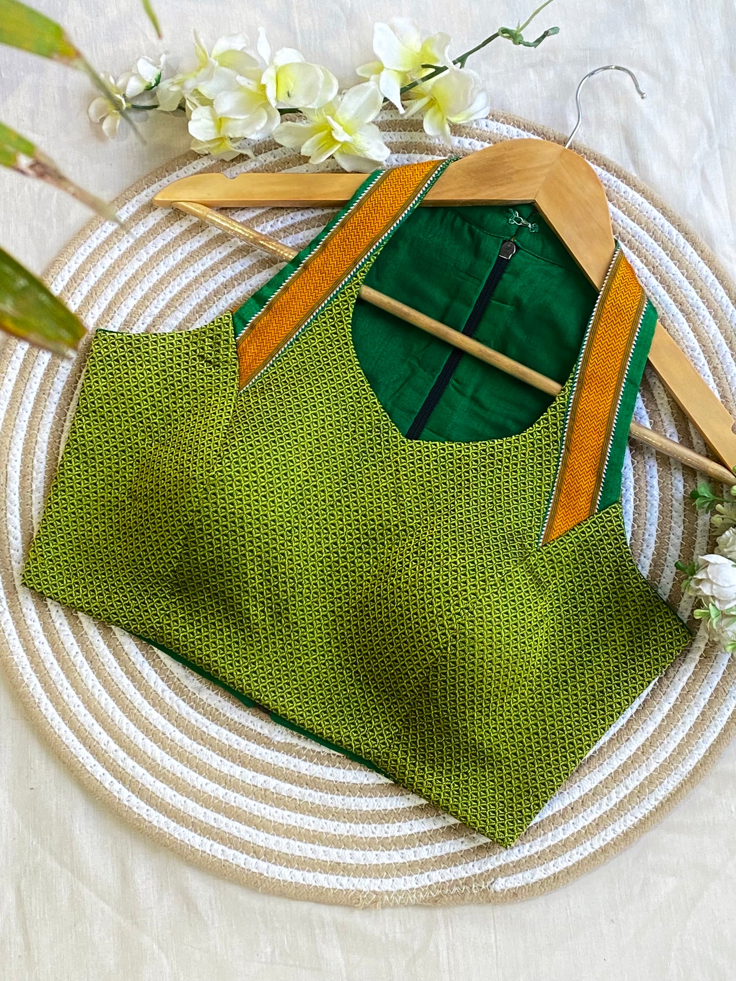 Khun Halter Neck Green Blouse