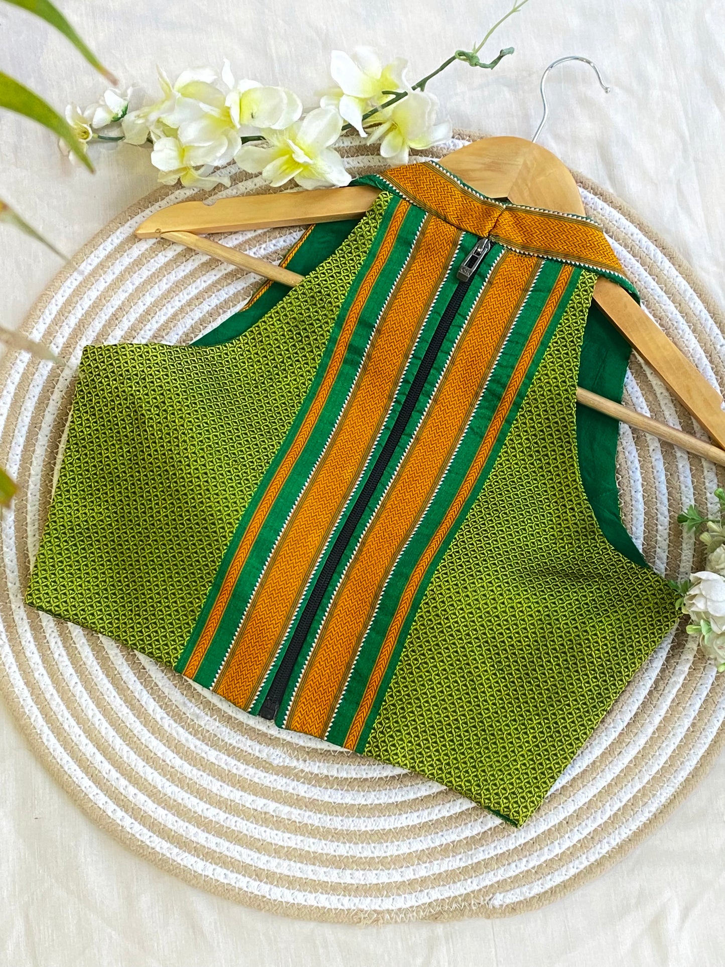 Khun Halter Neck Green Blouse