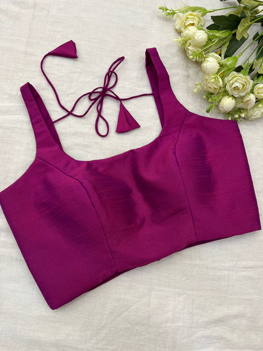 Purple Raw Silk Basic Strap Blouse