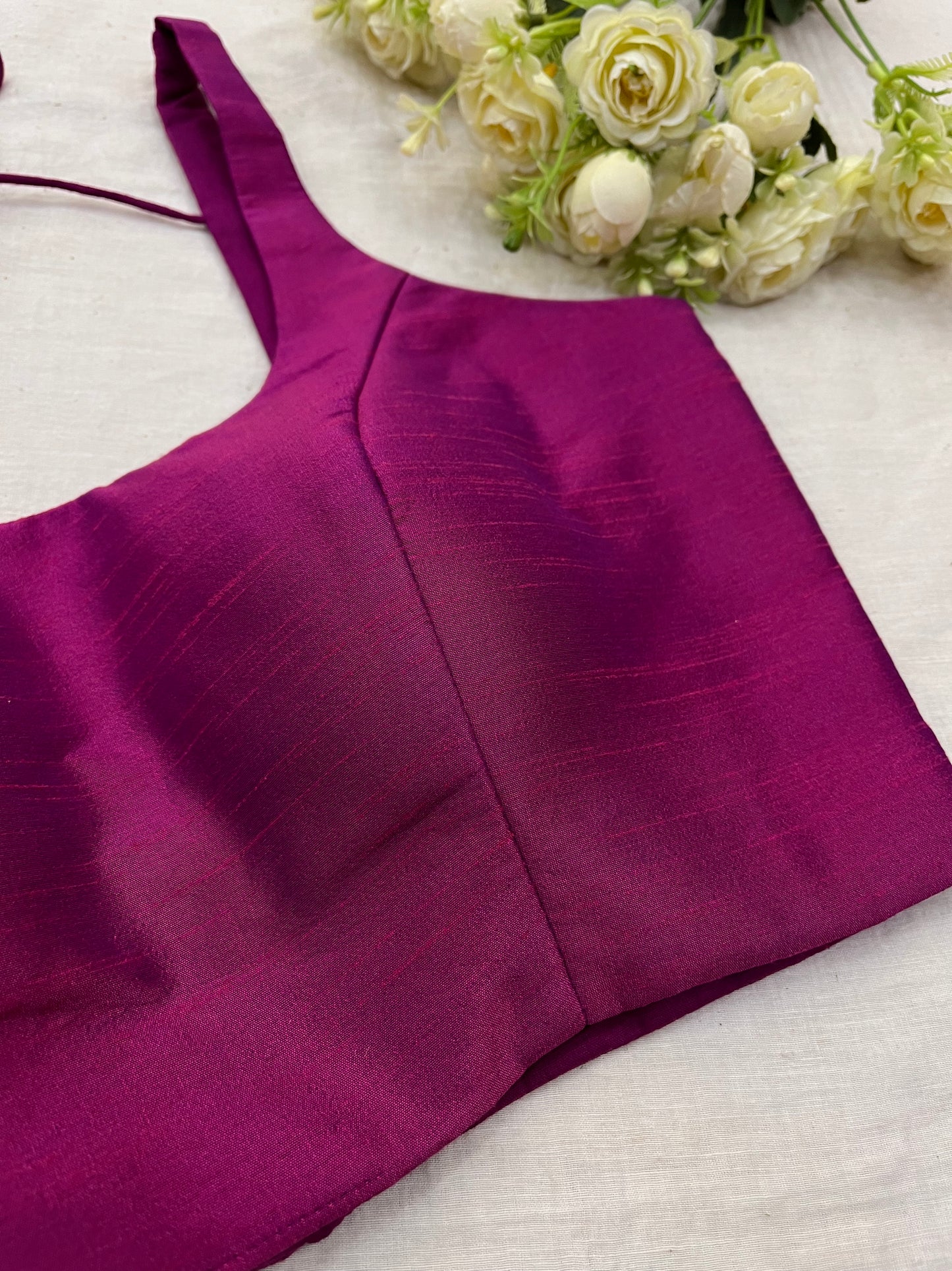 Purple Raw Silk Basic Strap Blouse