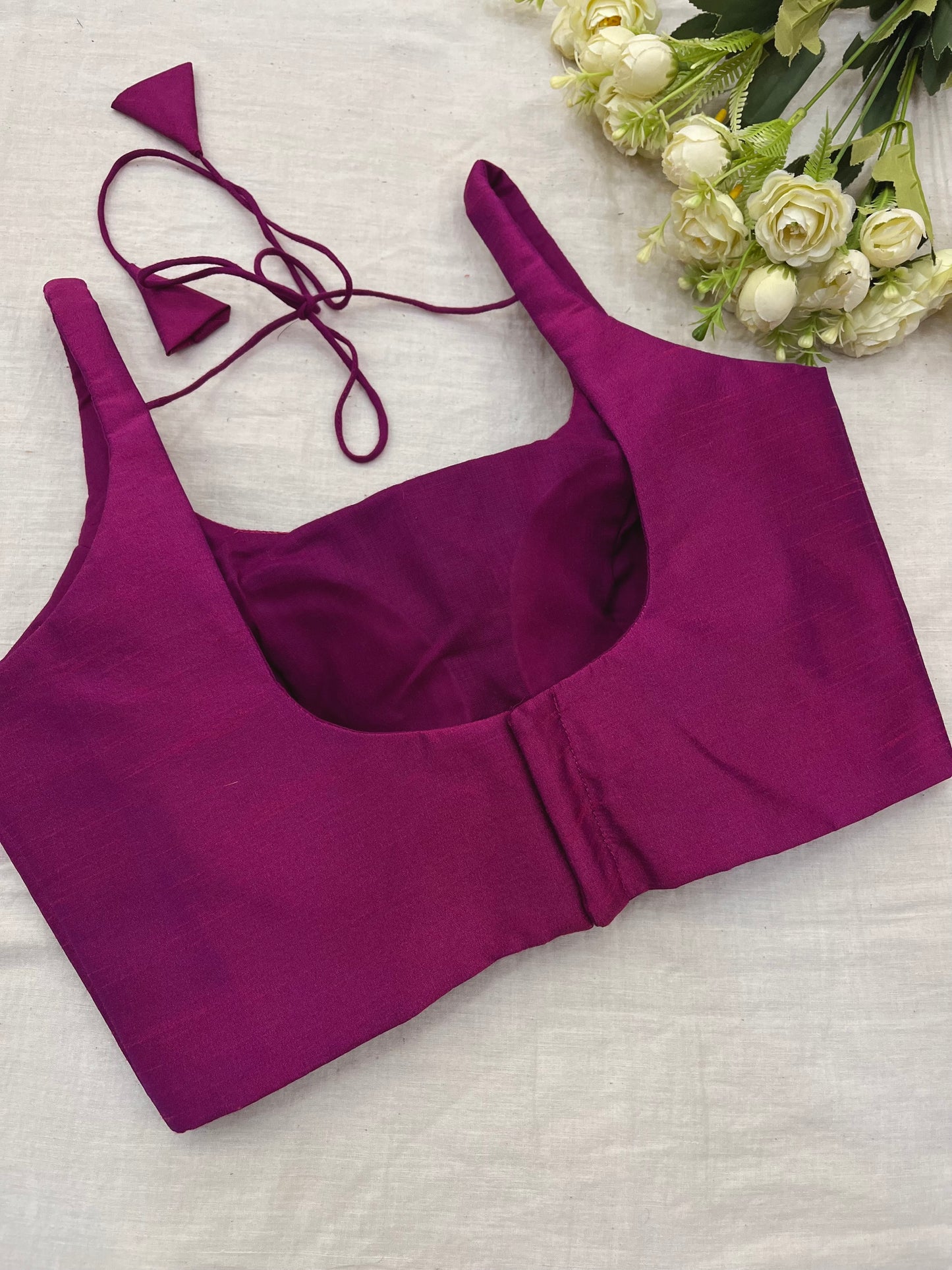 Purple Raw Silk Basic Strap Blouse