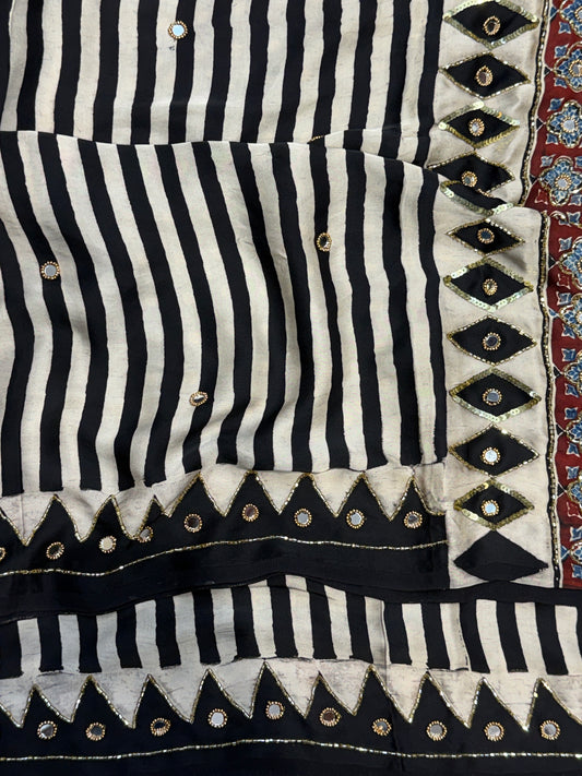Nikhaar Ajrakh Handwork Saree (Pre Order - Dispatch Starts 25th June 2026)