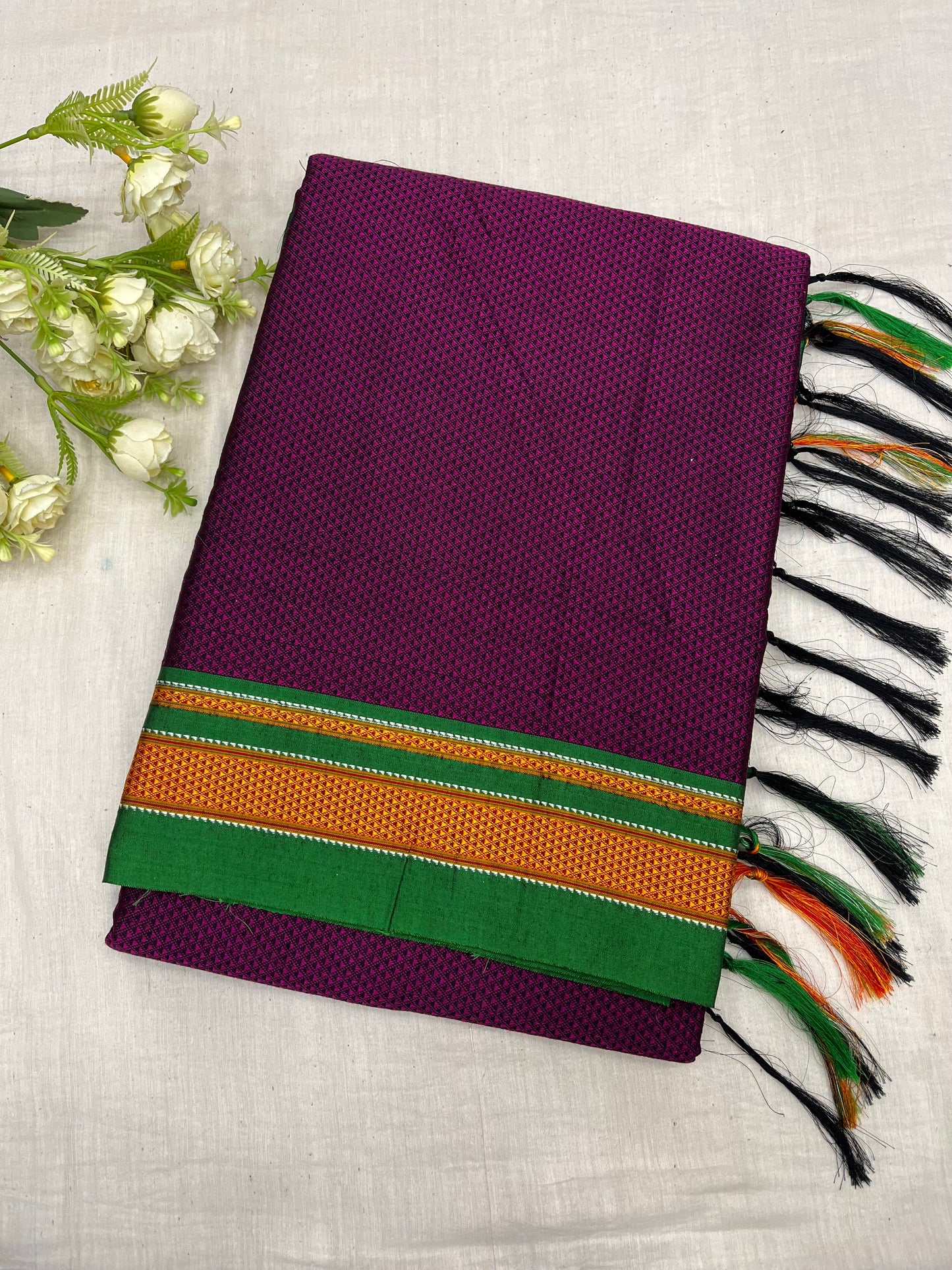 Magenta Green Khun Saree