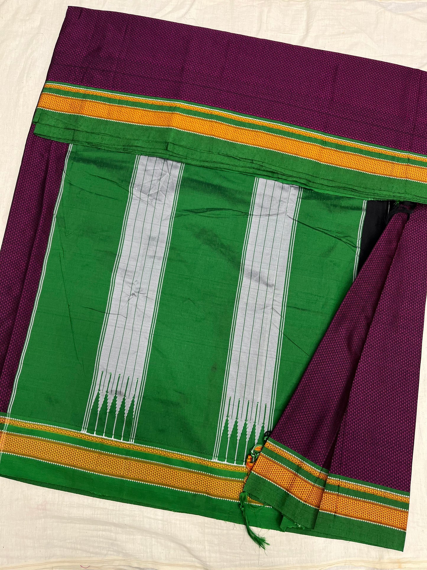 Magenta Green Khun Saree