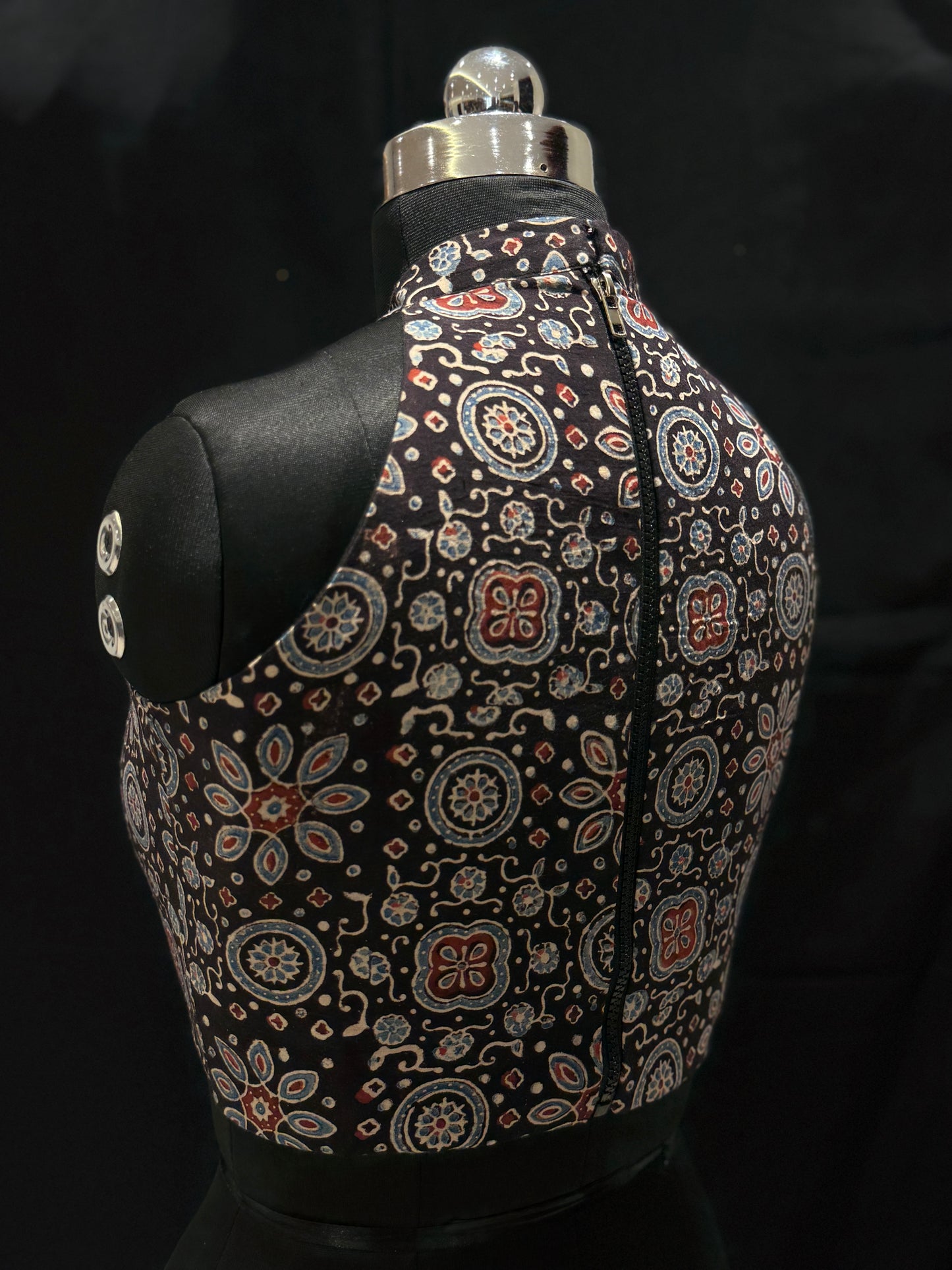 Black Mandala Ajrakh Cotton Blouse