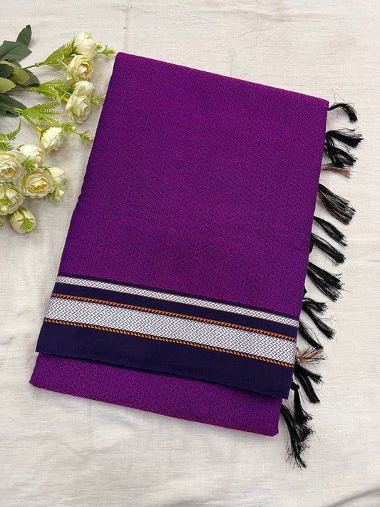 Purple Navy Blue Khun Saree