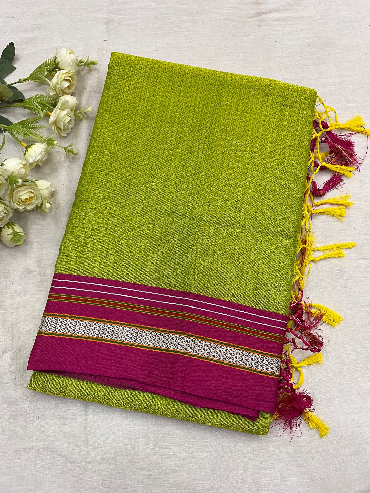 Parrot Pink Khun Saree