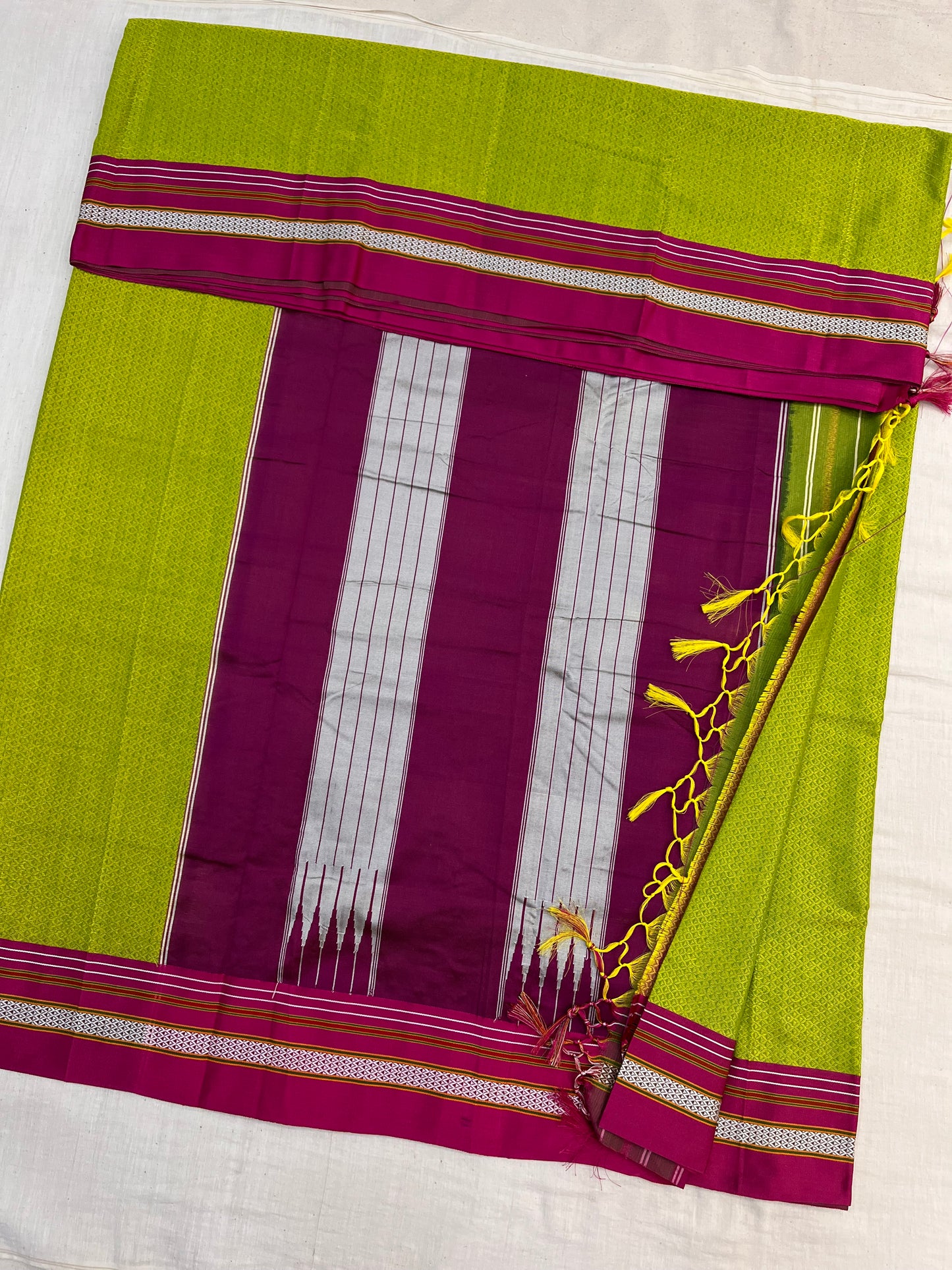 Parrot Pink Khun Saree