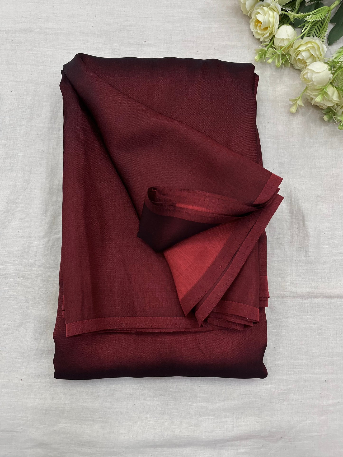 Maroon Malai Silk Saree