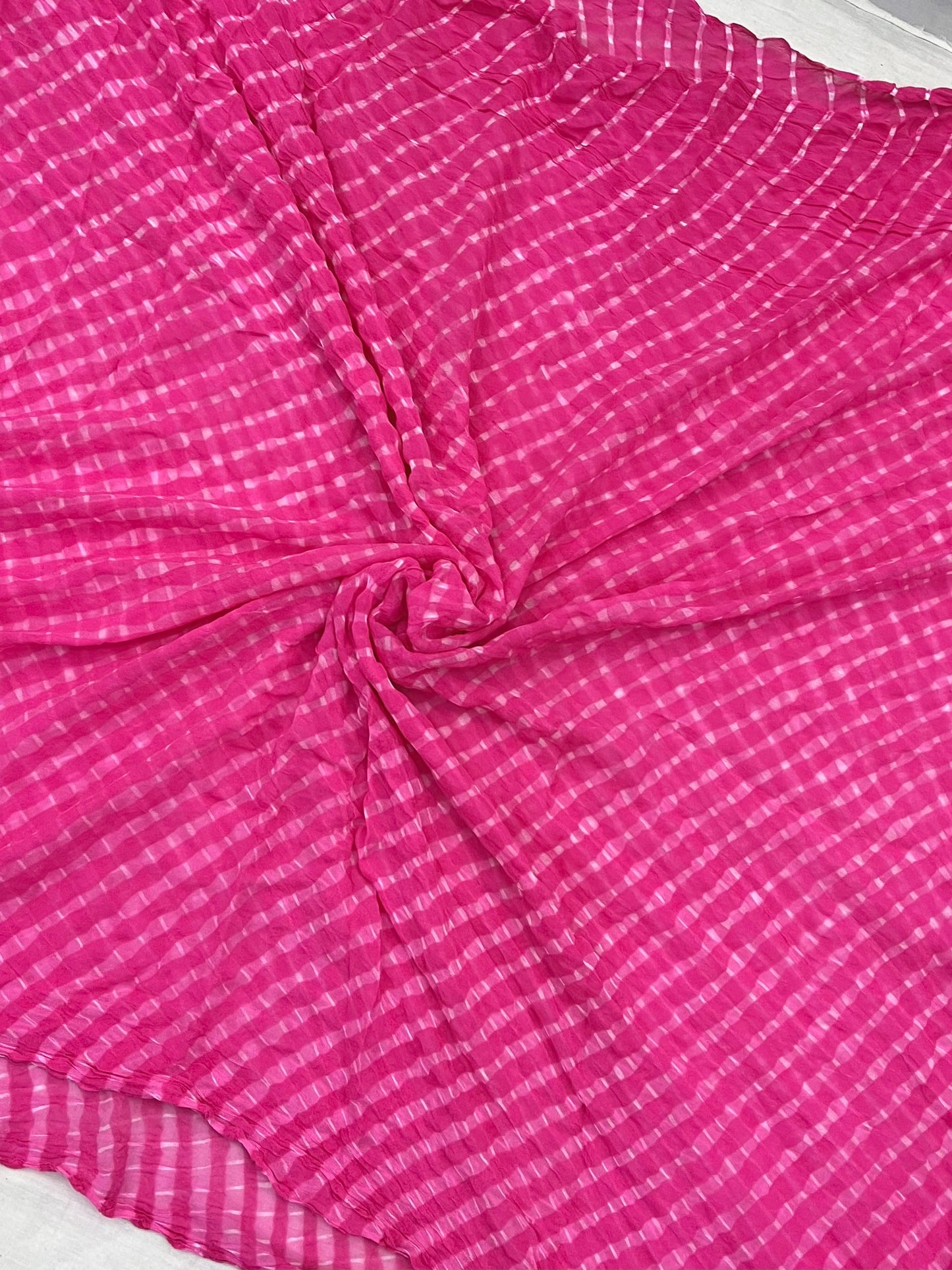 Pink Mothda Lehriya Pure Georgette Saree
