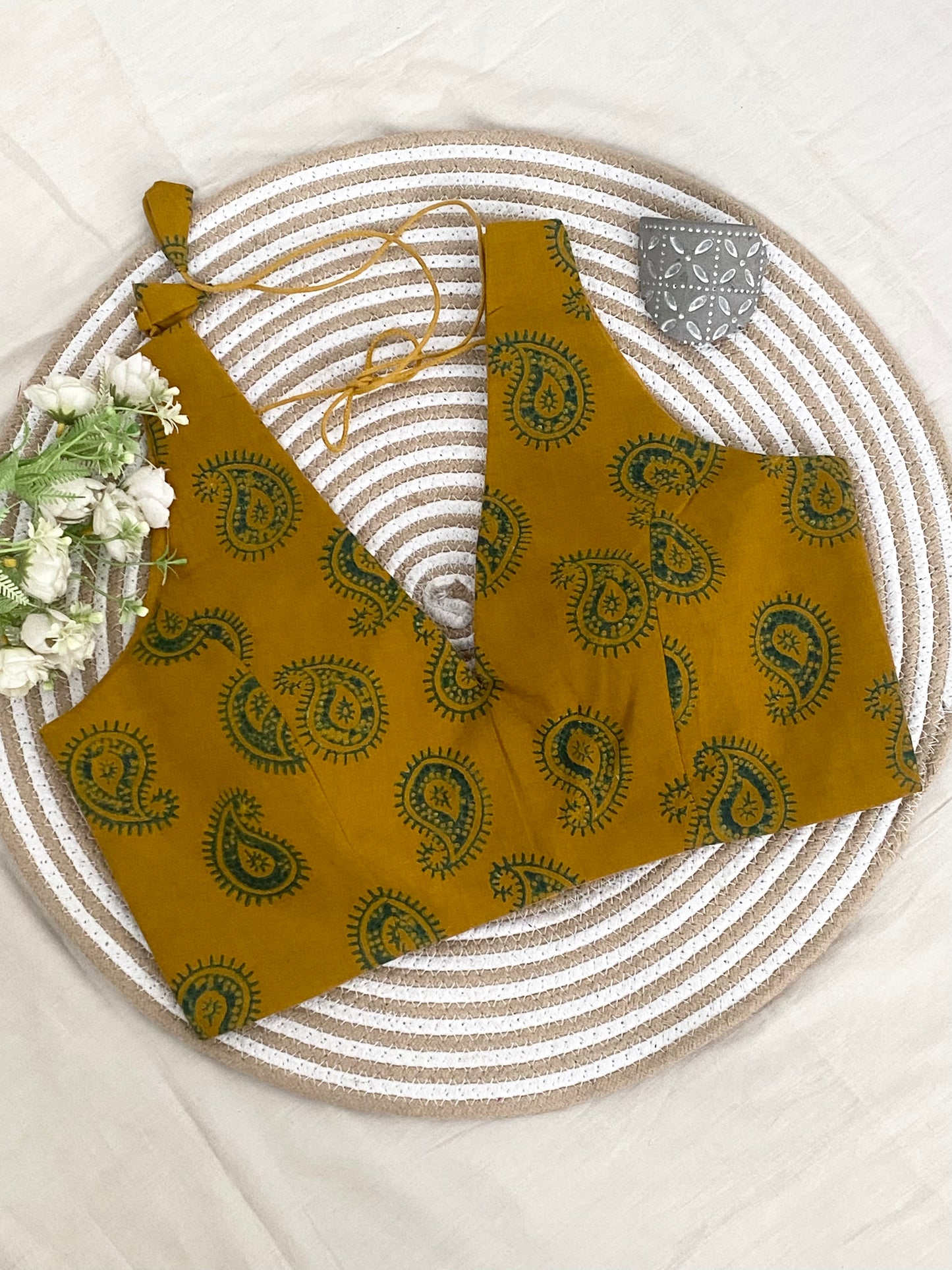 Yellow Kairi Ajrakh Cotton Blouse