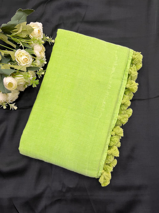 Pistachio Mulmul Saree