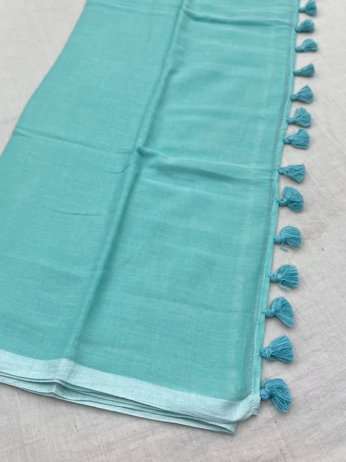 Aqua Blue Mulmul Saree