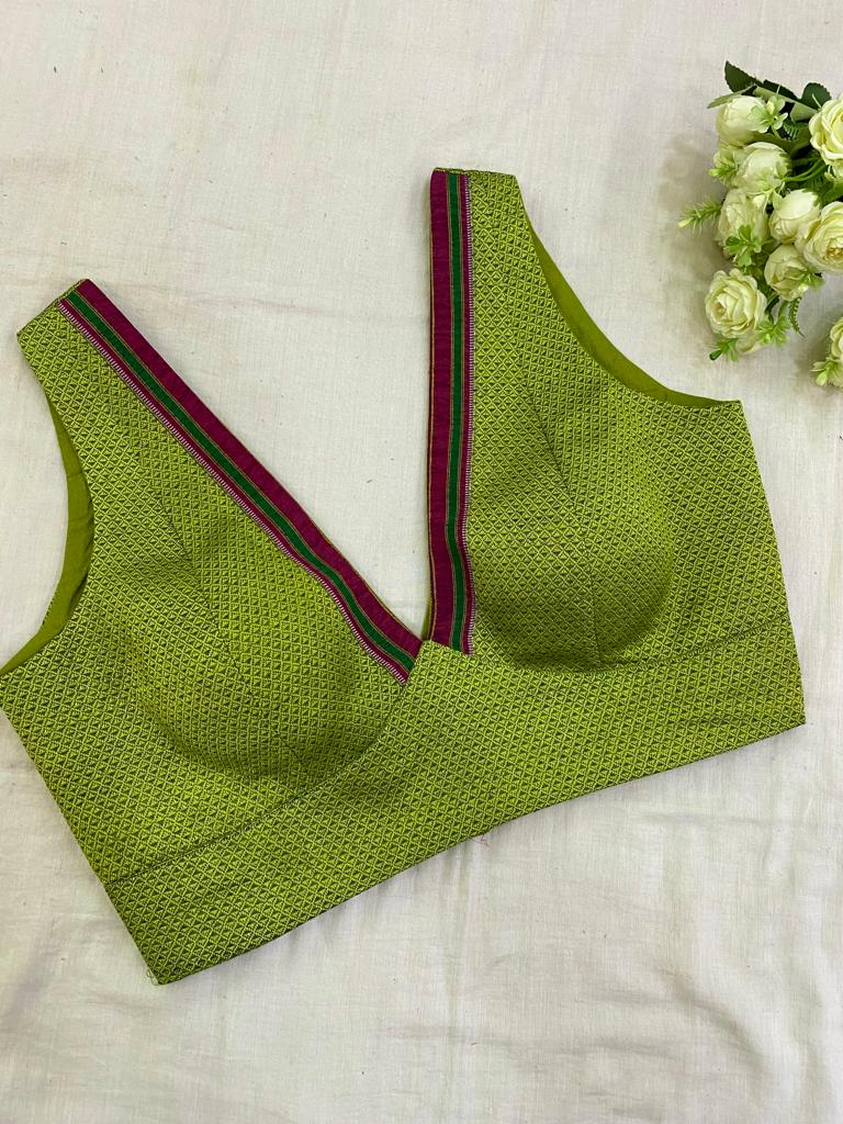 Sneha Green Arch Belt Khun Sleeveless Blouse