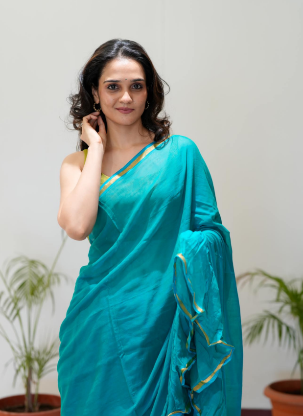 Mermaid Frill Saree - Lagoon Blue ( Pre-order Dispatch starts 20th june)
