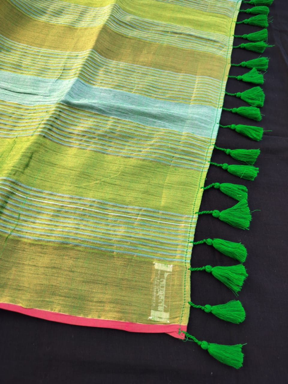 Green Gold Tissue Mulmul Saree