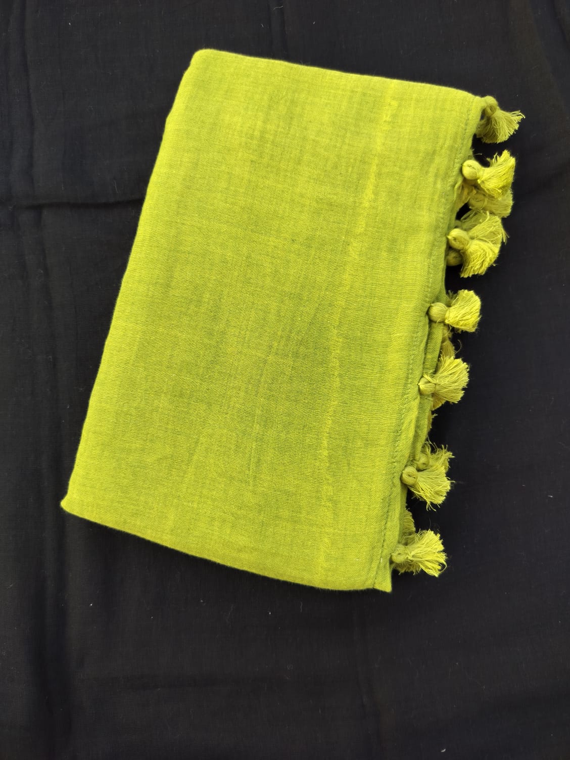 Lime Green Mulmul Saree