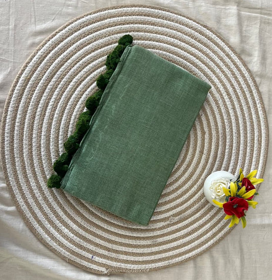 Algae Green Mulmul Saree