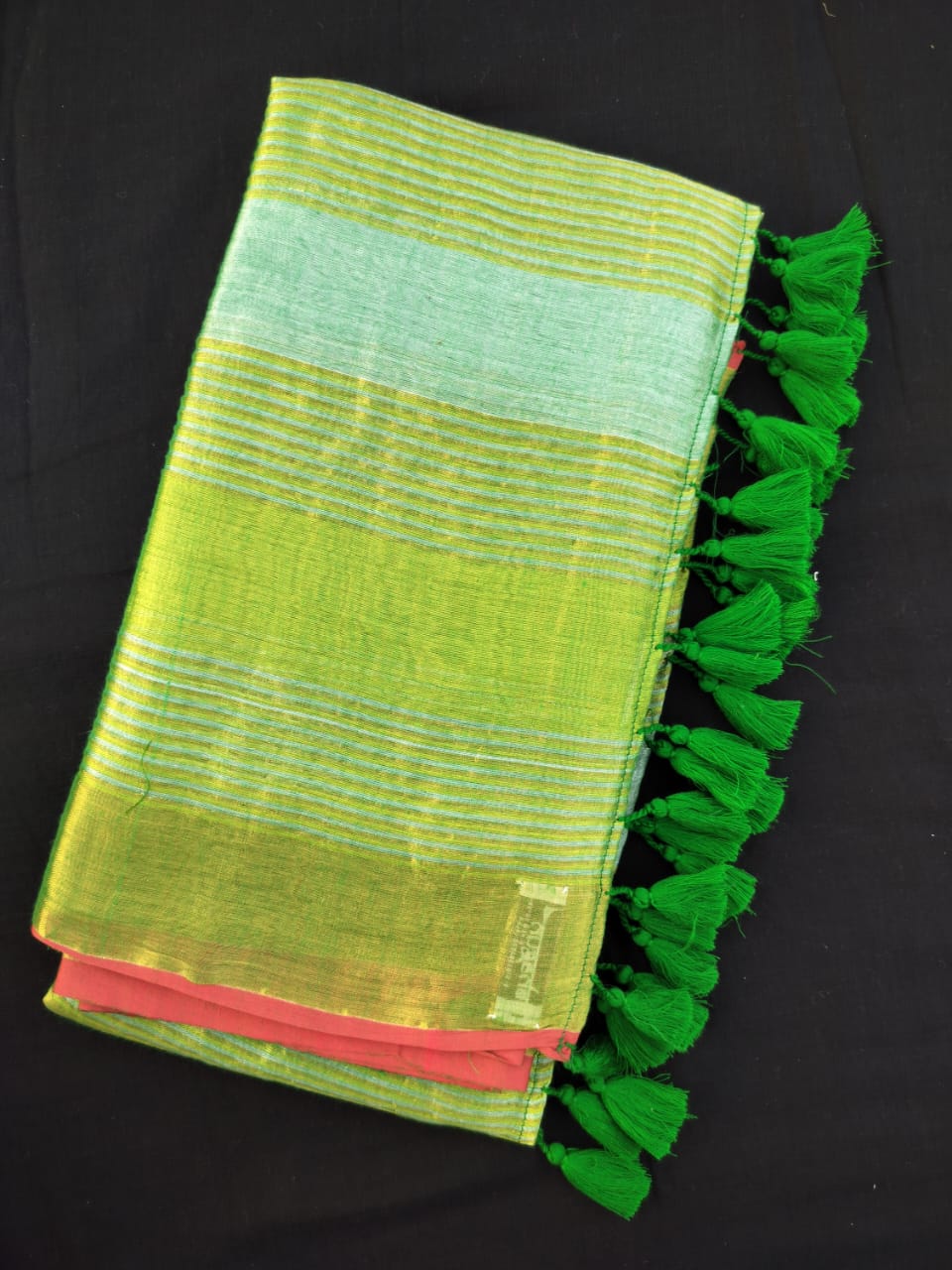 Green Gold Tissue Mulmul Saree