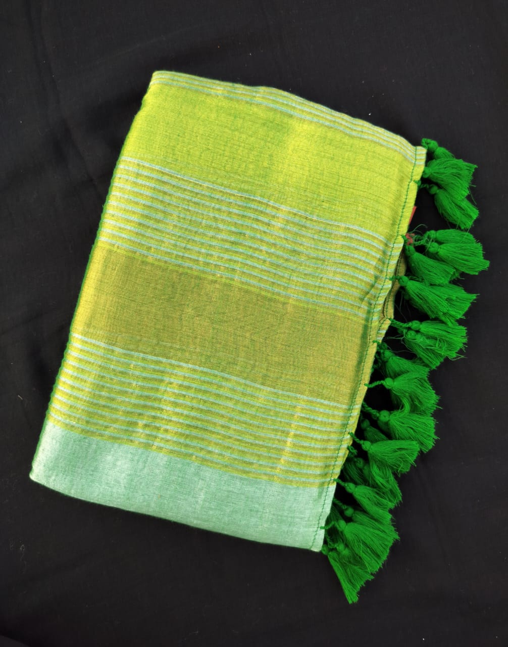 Green Gold Tissue Mulmul Saree