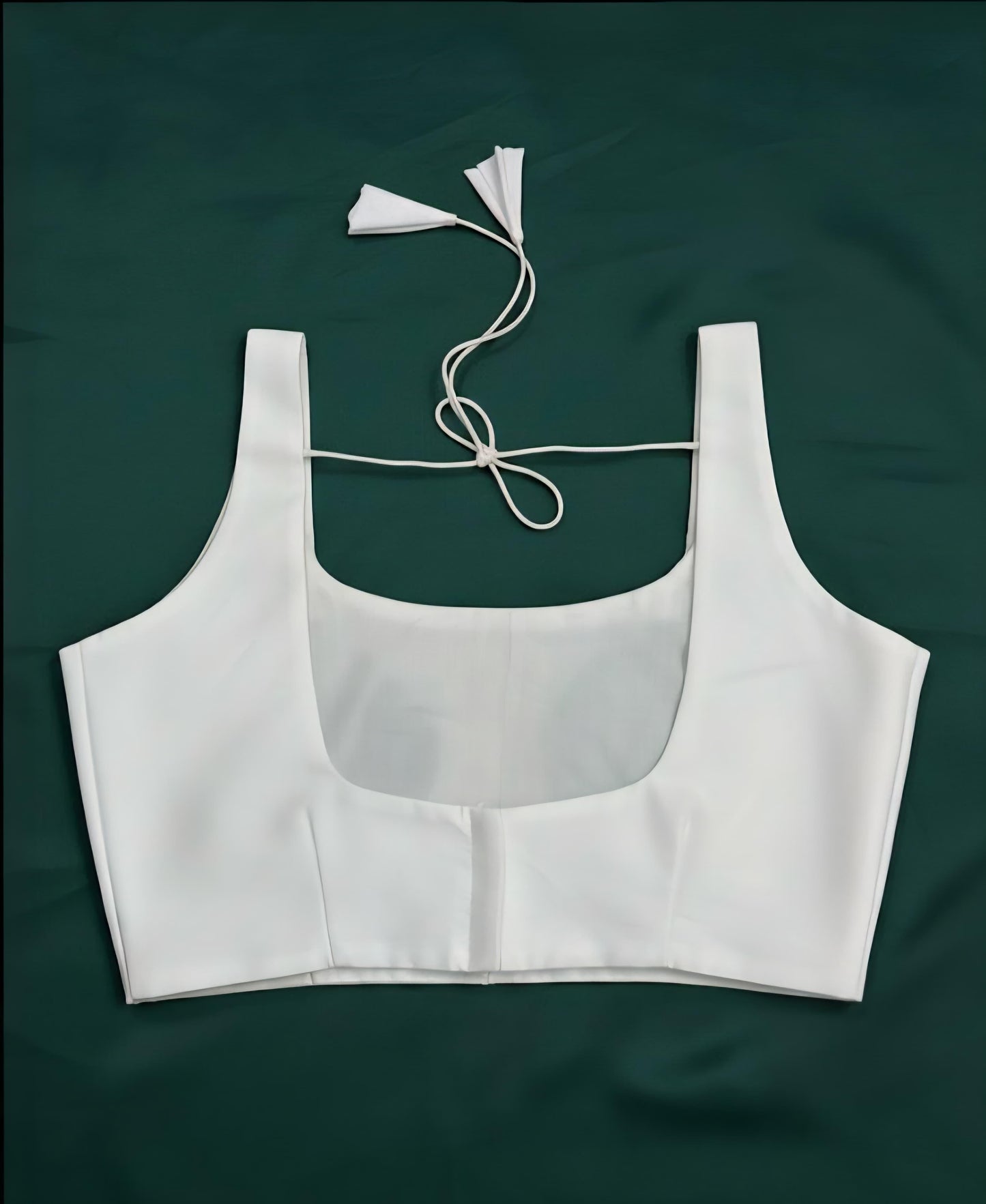 White Raw Silk Basic Strap Blouse