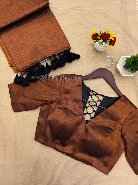 Copper Tissue Saree Blouse Set