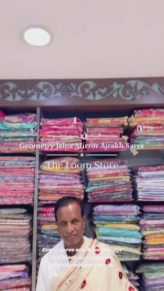 Geometry Jalna Mirror Ajrakh Saree