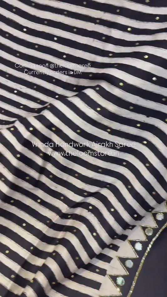 Vrinda Ajrakh Handwork Modal Silk Saree (Pre Order - Dispatch Starts 25th June 2026)