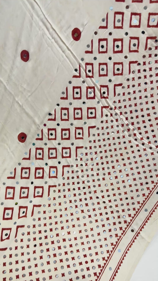 Geometry Jalna Mirror Ajrakh Saree (Pre Order - Dispatch Starts 25th June 2026)