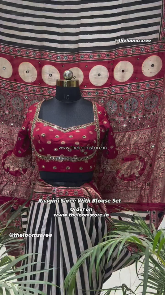 Raagini Ajrakh Saree With Ready Blouse Set (Pre Order - Dispatch Starts 25th June 2026)