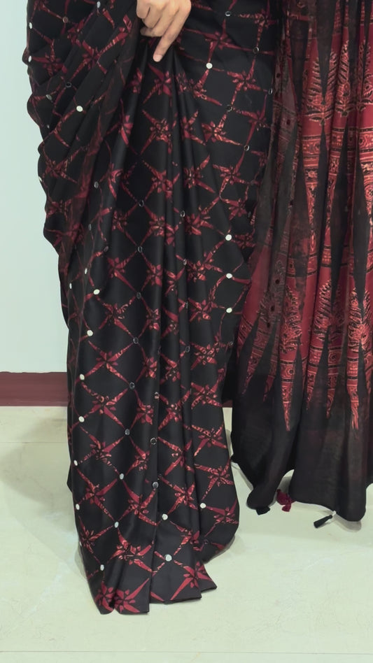 Ishita Ajrakh Mirror Modal Silk Saree