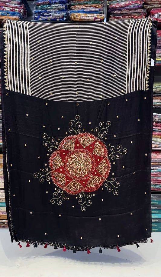 Devyani Ajrakh Hand Work Modal Saree