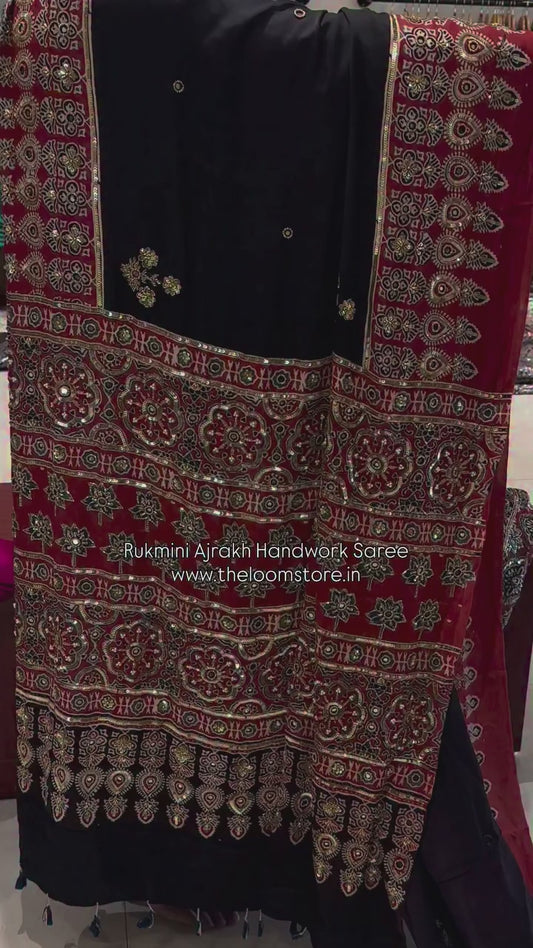 Rukmini Ajrakh Handwork Saree (Pre Order - Dispatch Starts 25th Oct 2026)