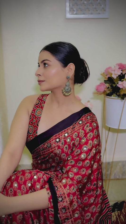 Darpanika Mirror Ajrakh Saree Blouse Set (Pre Order - Dispatch Starts 25th June 2026)